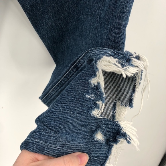 AGOLDE Riley High Rise Straight Jeans Button Fly Distressed Hems 25 High Waist - Picture 6 of 8